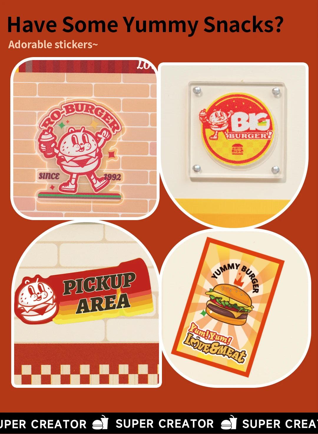 Robotime Rolife Super Creator Series Plastic Dollhouse Building Blocks for Kids Yum Burgers Leisurely Cheers Bar Sweet Sips Tea - Zephyr