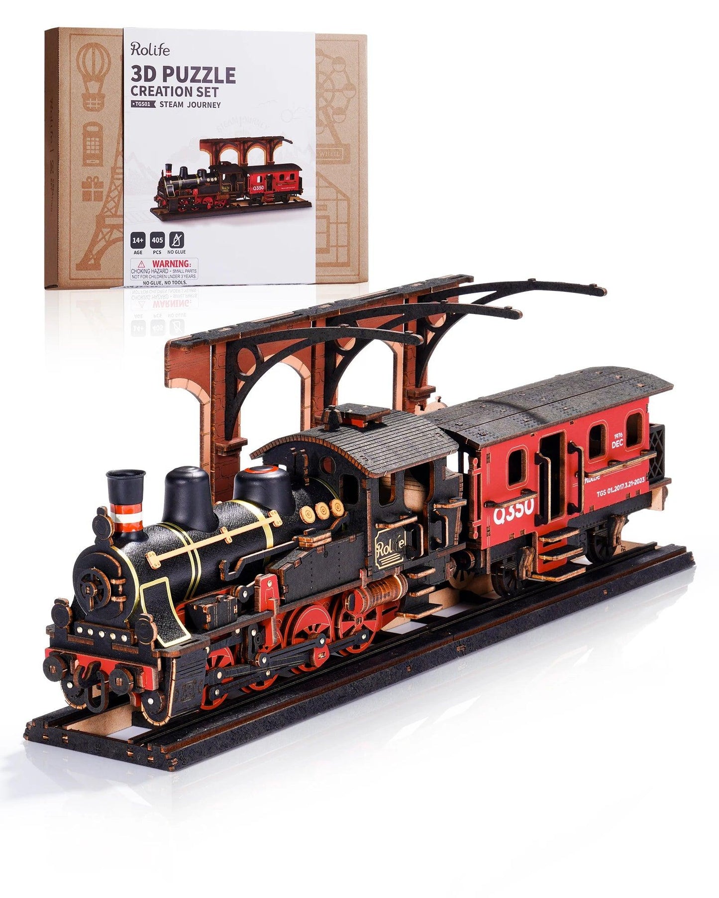 Robotime Rolife Steam Journey 3D Wooden Puzzle Traditional Train Model Pre-colored Design Wood Easy Assemble Toys Gifts TGS01 - Zephyr