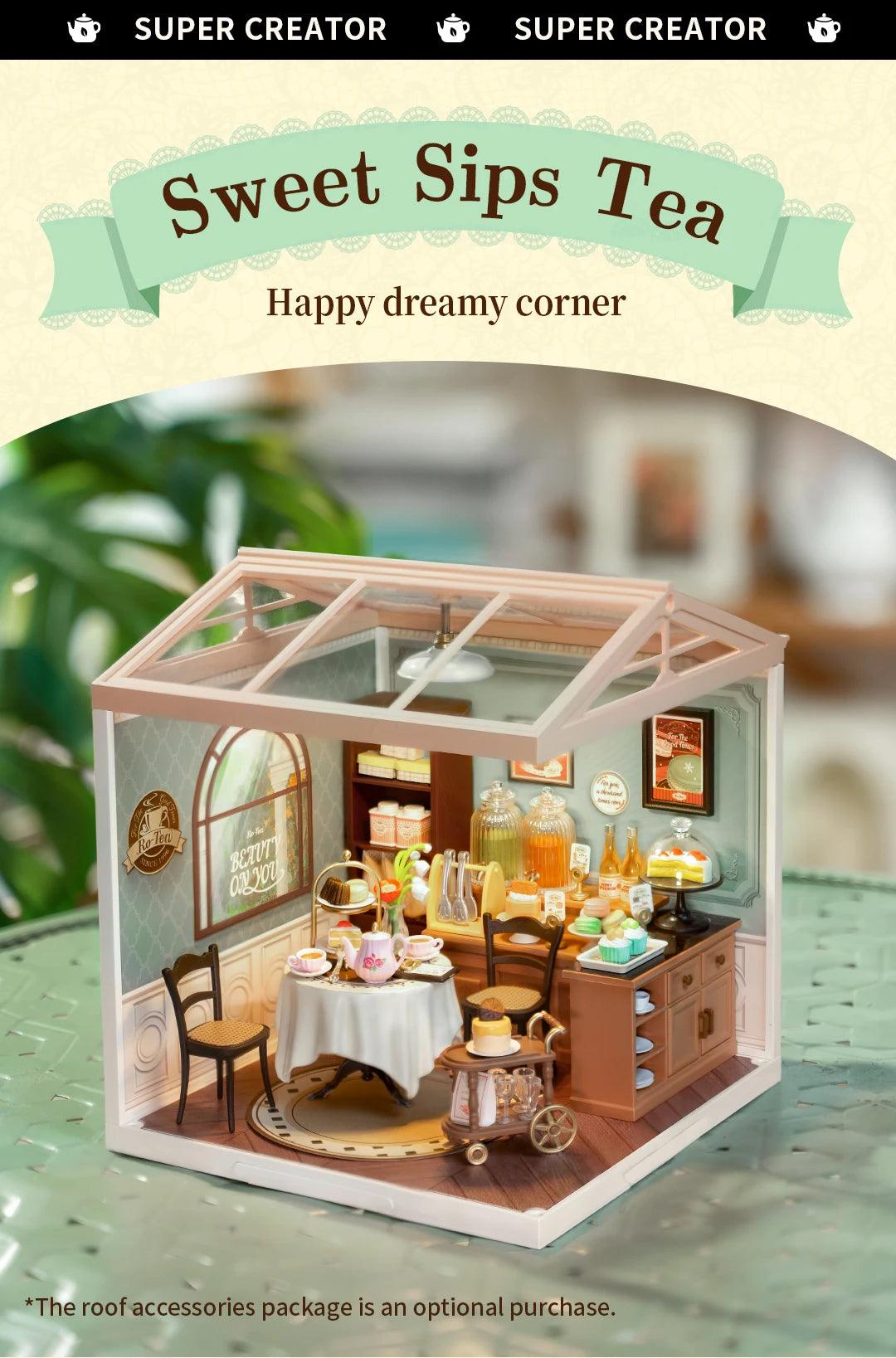 Robotime Rolife Super Creator Series Plastic Dollhouse Building Blocks for Kids Yum Burgers Leisurely Cheers Bar Sweet Sips Tea - Zephyr