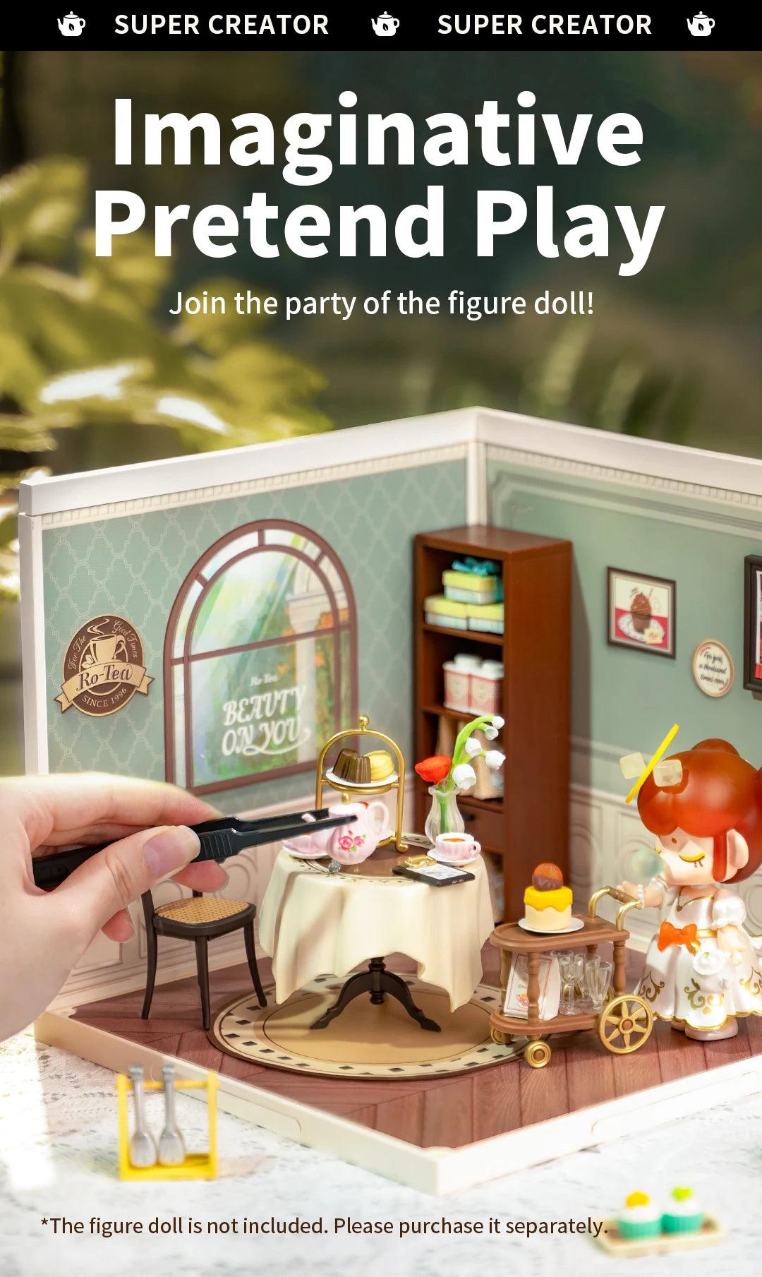 Robotime Rolife Super Creator Series Plastic Dollhouse Building Blocks for Kids Yum Burgers Leisurely Cheers Bar Sweet Sips Tea - Zephyr