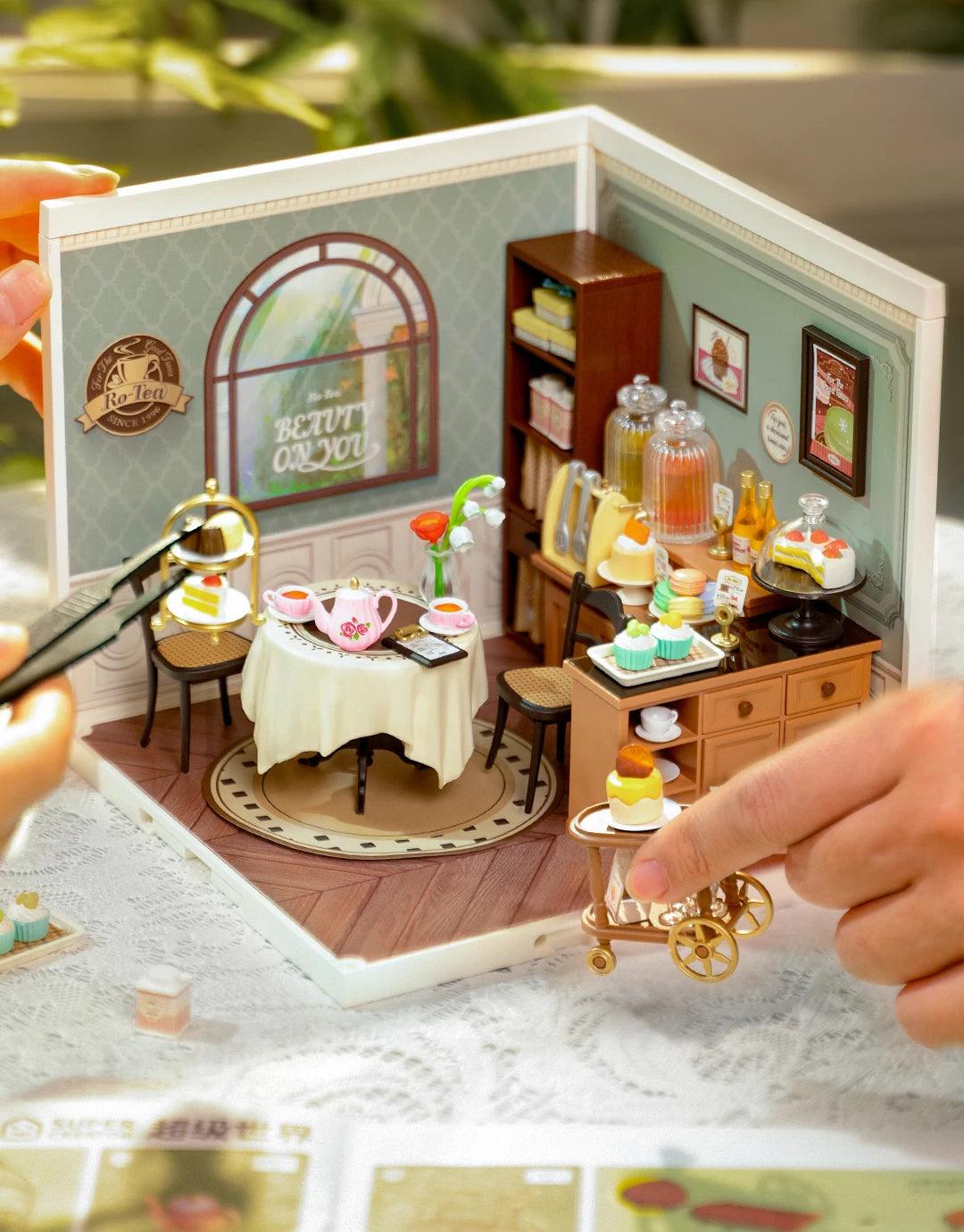 Robotime Rolife Super Creator Series Plastic Dollhouse Building Blocks for Kids Yum Burgers Leisurely Cheers Bar Sweet Sips Tea - Zephyr