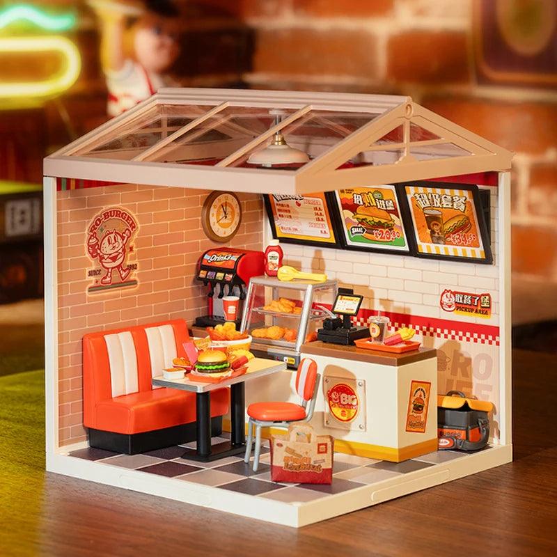 Robotime Rolife Super Creator Series Plastic Dollhouse Building Blocks for Kids Yum Burgers Leisurely Cheers Bar Sweet Sips Tea - Zephyr