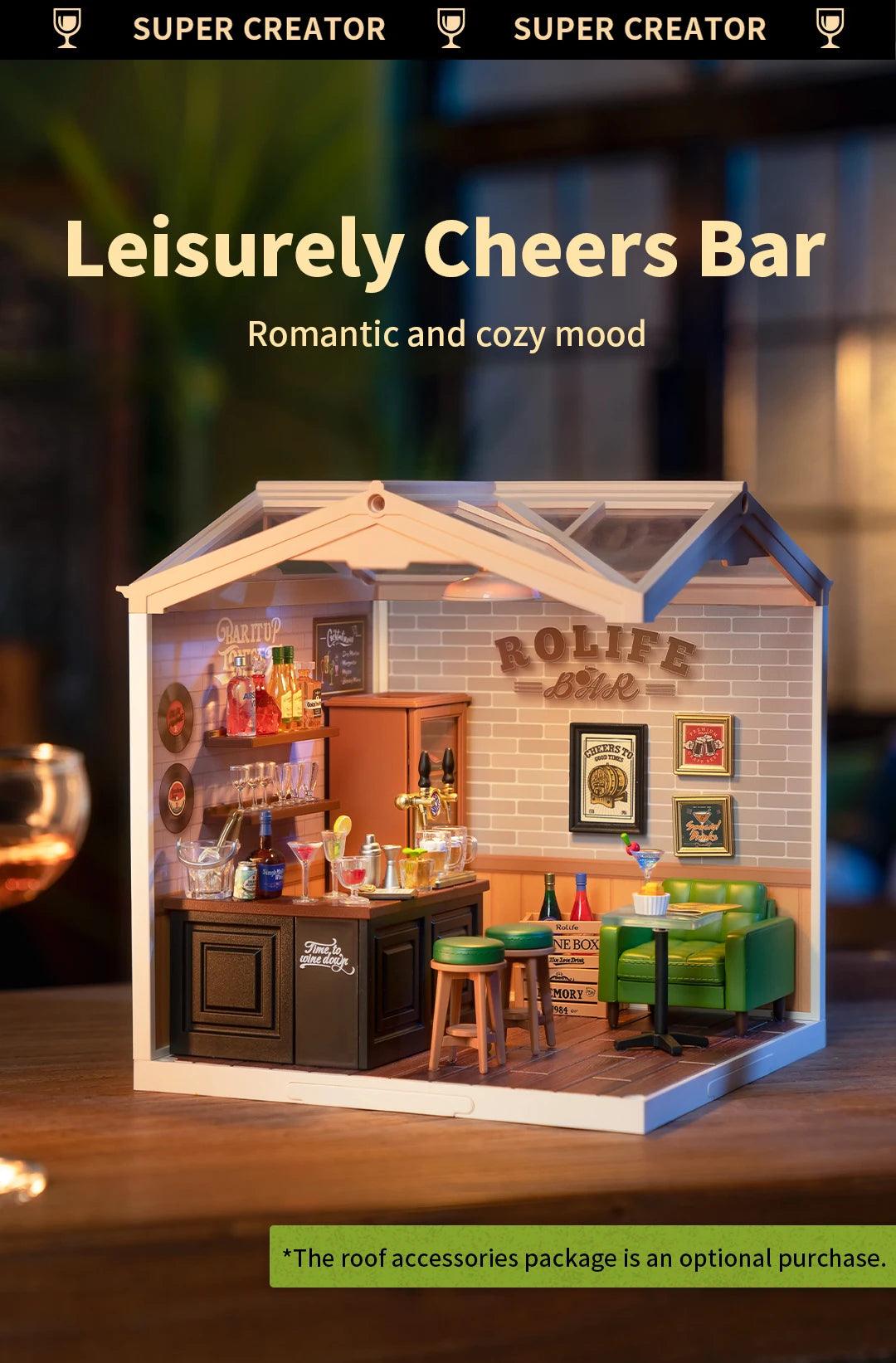 Robotime Rolife Super Creator Series Plastic Dollhouse Building Blocks for Kids Yum Burgers Leisurely Cheers Bar Sweet Sips Tea - Zephyr