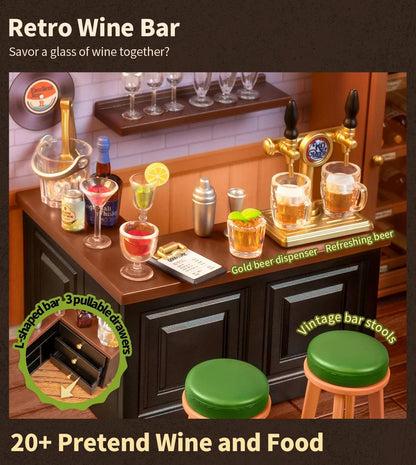 Robotime Rolife Super Creator Series Plastic Dollhouse Building Blocks for Kids Yum Burgers Leisurely Cheers Bar Sweet Sips Tea - Zephyr