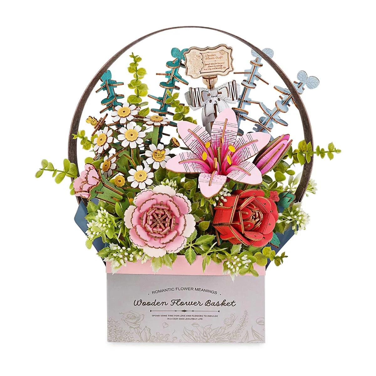 Cesta de flor de madeira