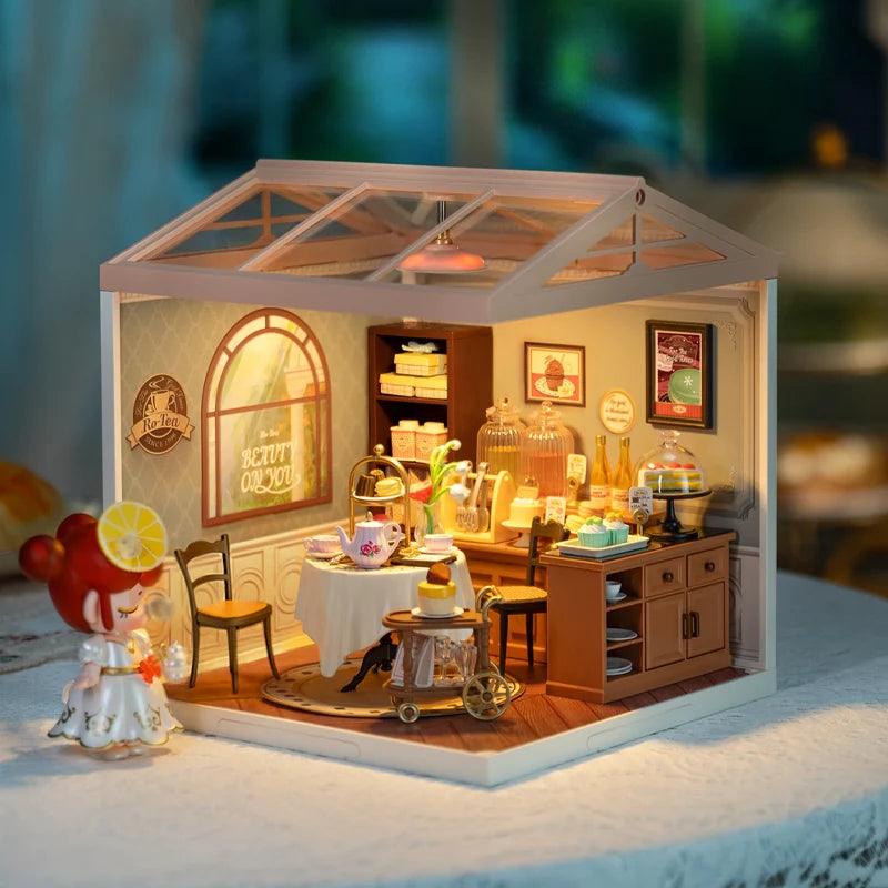Robotime Rolife Super Creator Series Plastic Dollhouse Building Blocks for Kids Yum Burgers Leisurely Cheers Bar Sweet Sips Tea - Zephyr