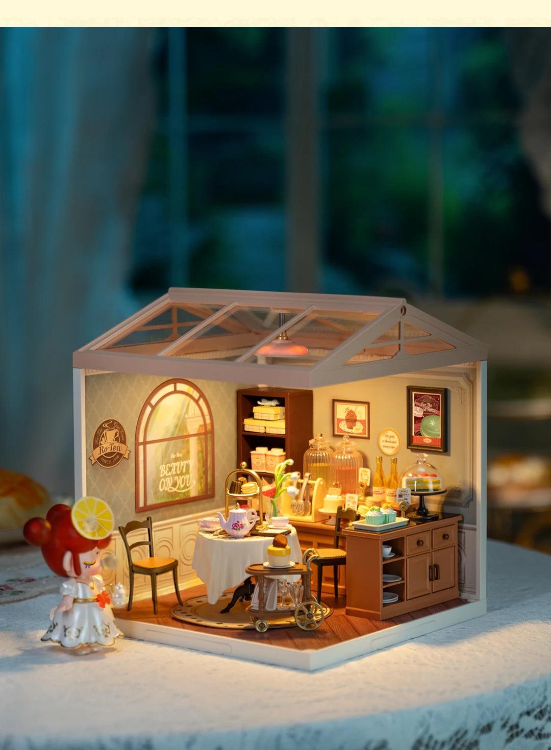 Robotime Rolife Super Creator Series Plastic Dollhouse Building Blocks for Kids Yum Burgers Leisurely Cheers Bar Sweet Sips Tea - Zephyr